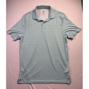 1764 Signature Mens Aqua Blue Bicycle Print Golf Polo Shirt Size M-2664